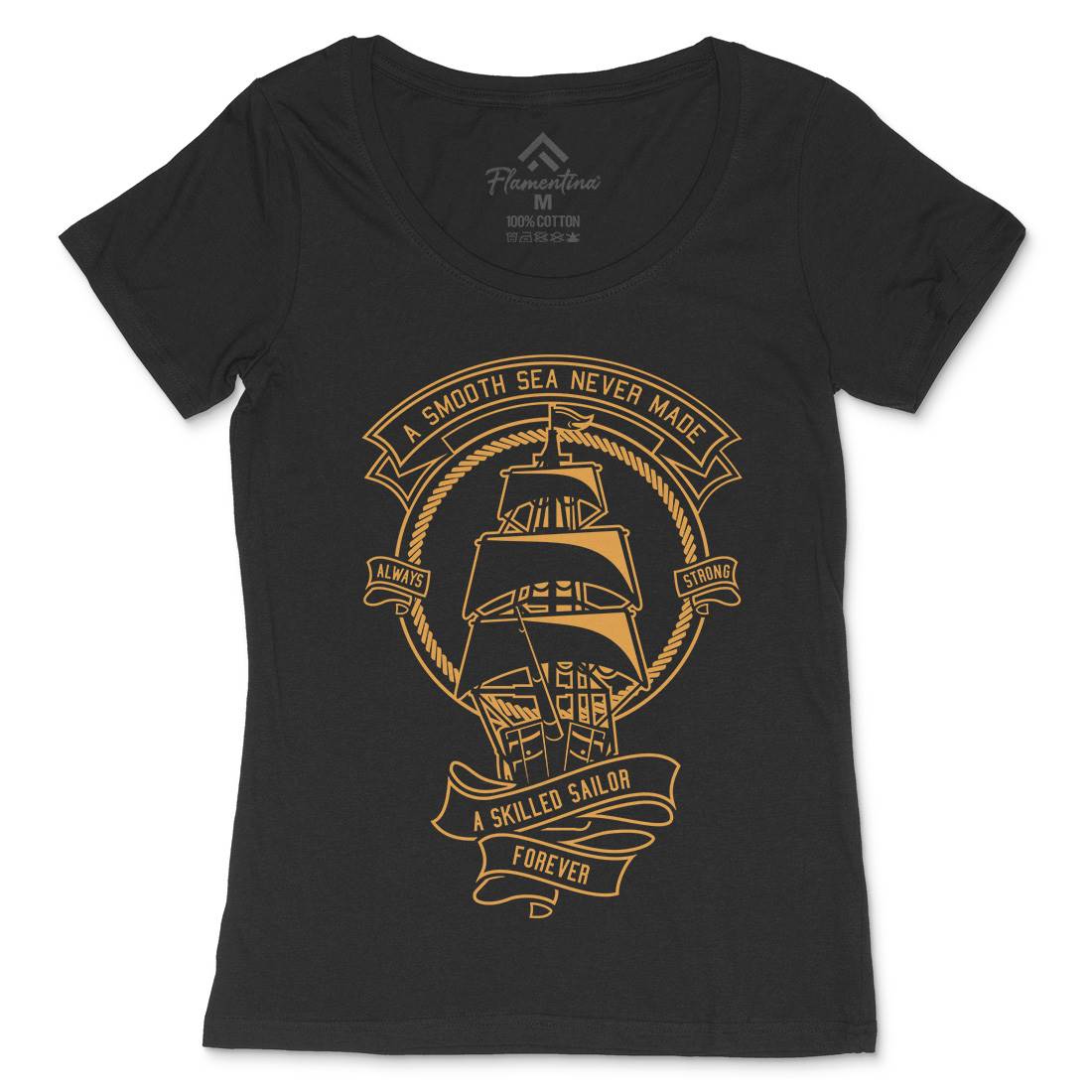 Skilled Sailor Womens Scoop Neck T-Shirt Navy A278