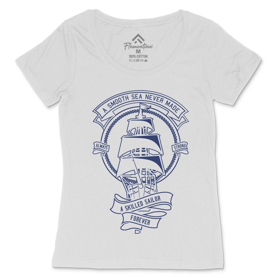 Skilled Sailor Womens Scoop Neck T-Shirt Navy A278