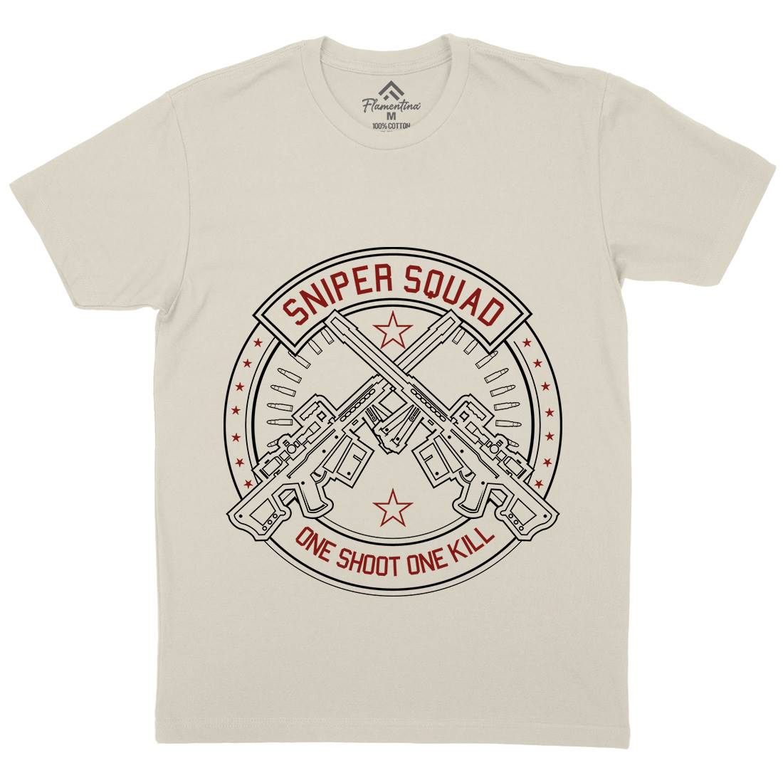 Sniper Squad Mens Organic Crew Neck T-Shirt Army A279
