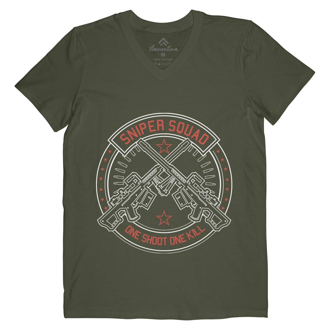 Sniper Squad Mens Organic V-Neck T-Shirt Army A279