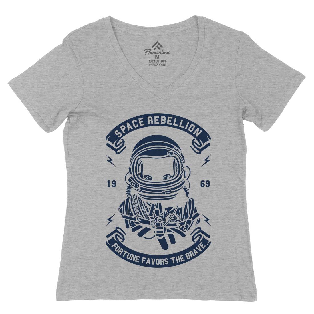 Rebellion Womens Organic V-Neck T-Shirt Space A280
