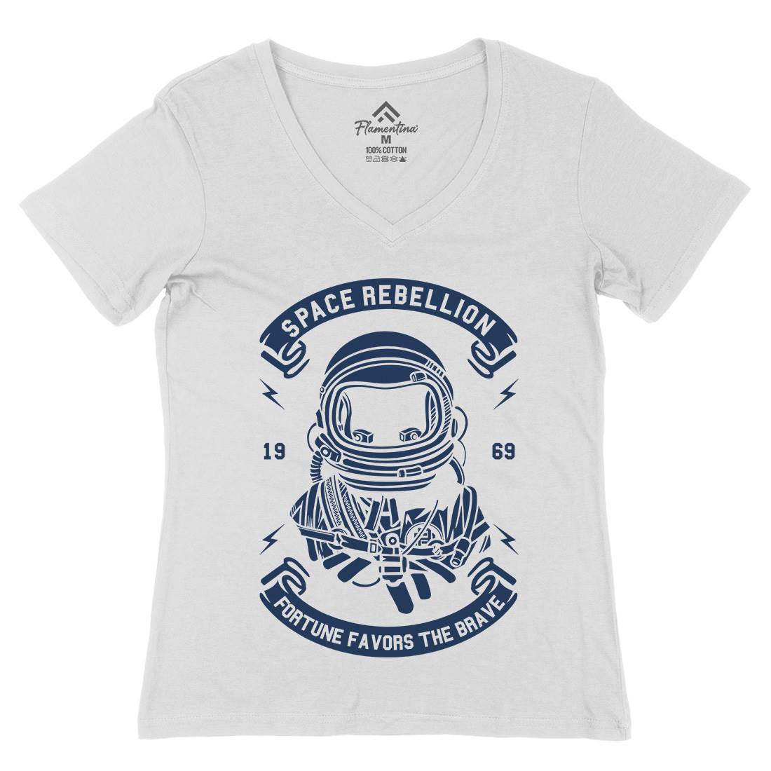 Rebellion Womens Organic V-Neck T-Shirt Space A280