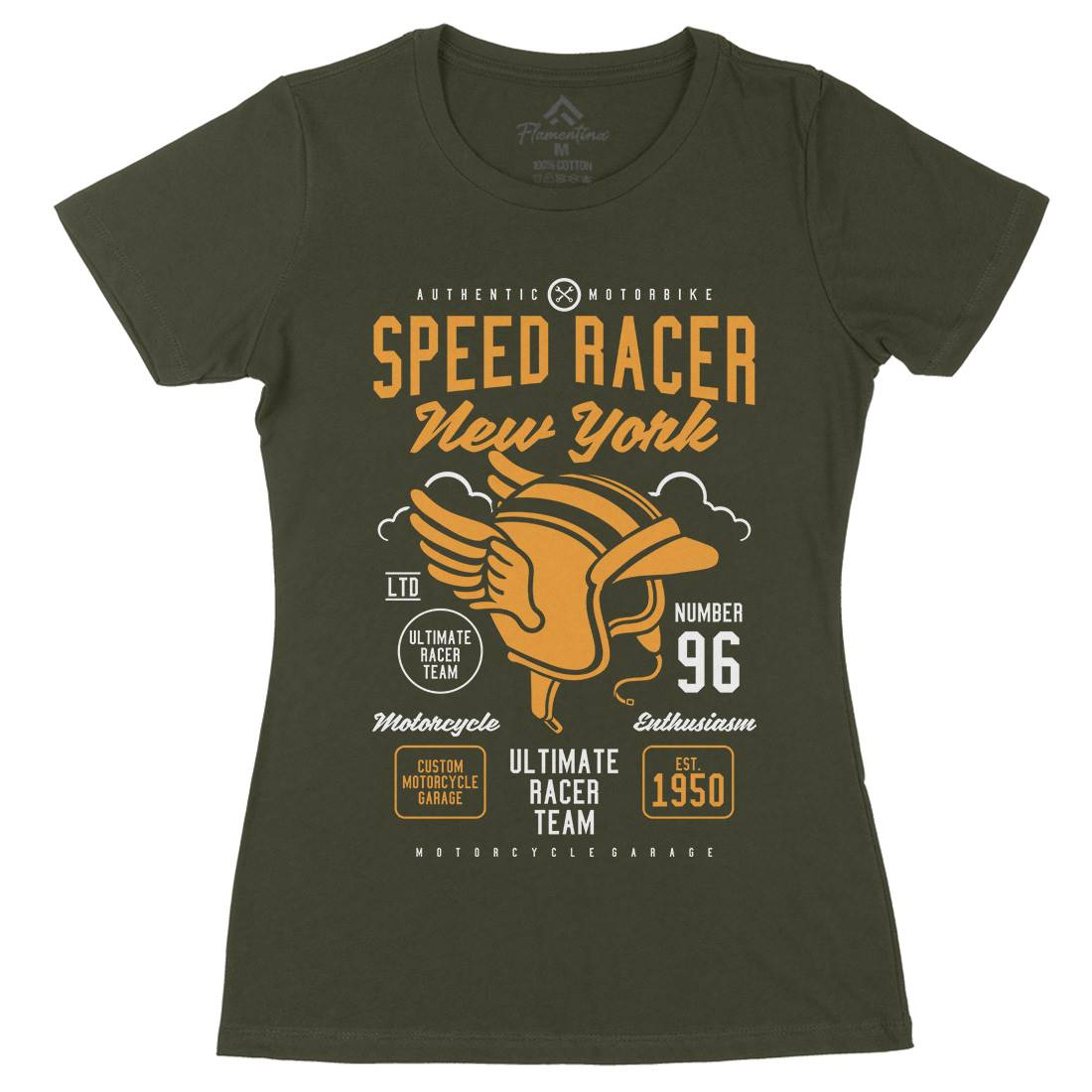 Speed Racer Womens Organic Crew Neck T-Shirt Motorcycles A281