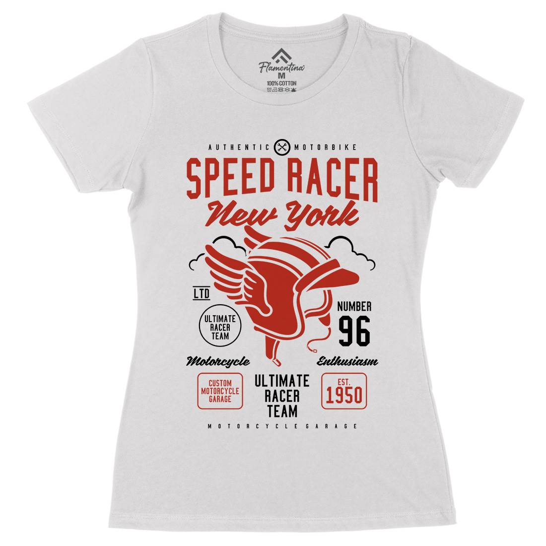 Speed Racer Womens Organic Crew Neck T-Shirt Motorcycles A281