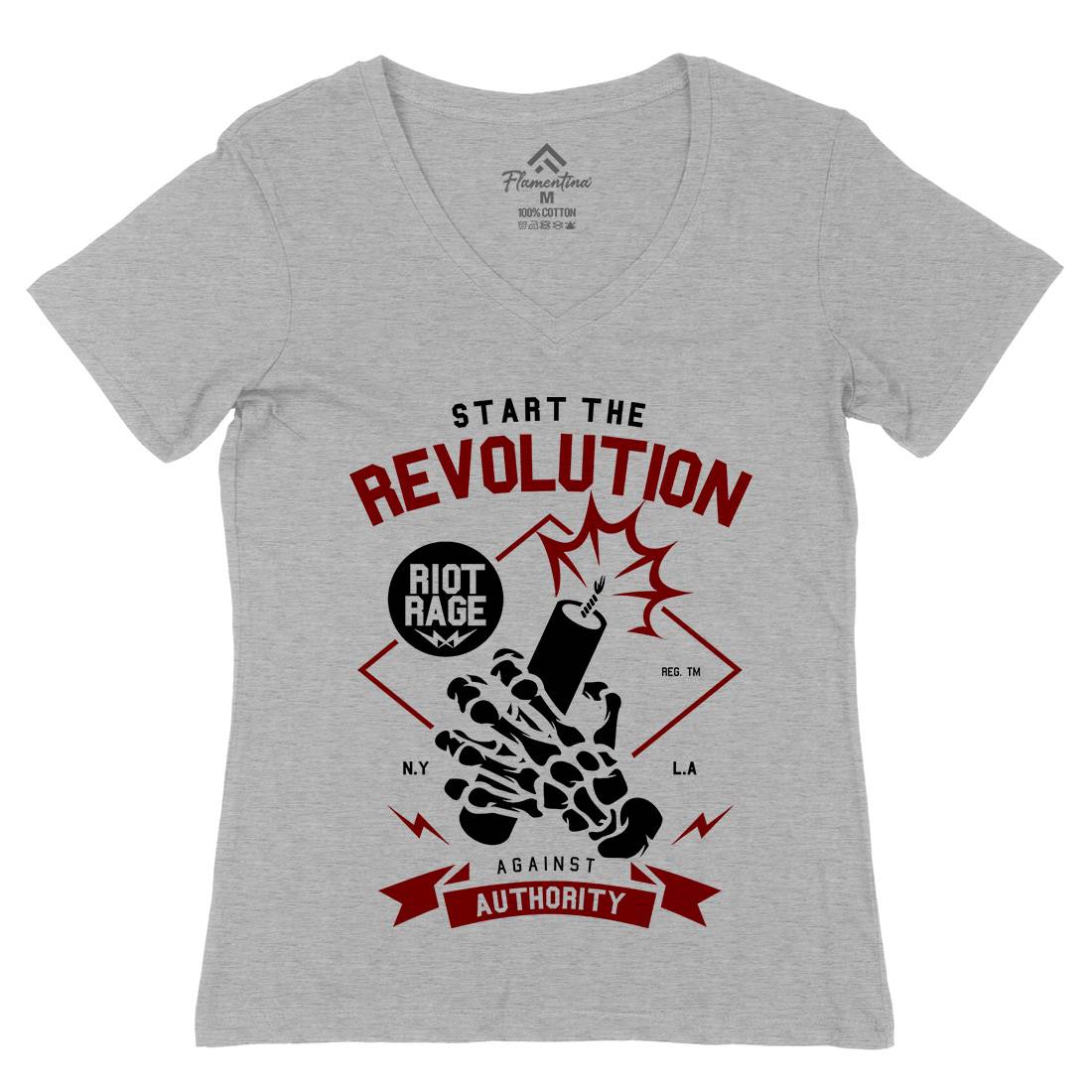 Start The Revolution Womens Organic V-Neck T-Shirt Peace A283