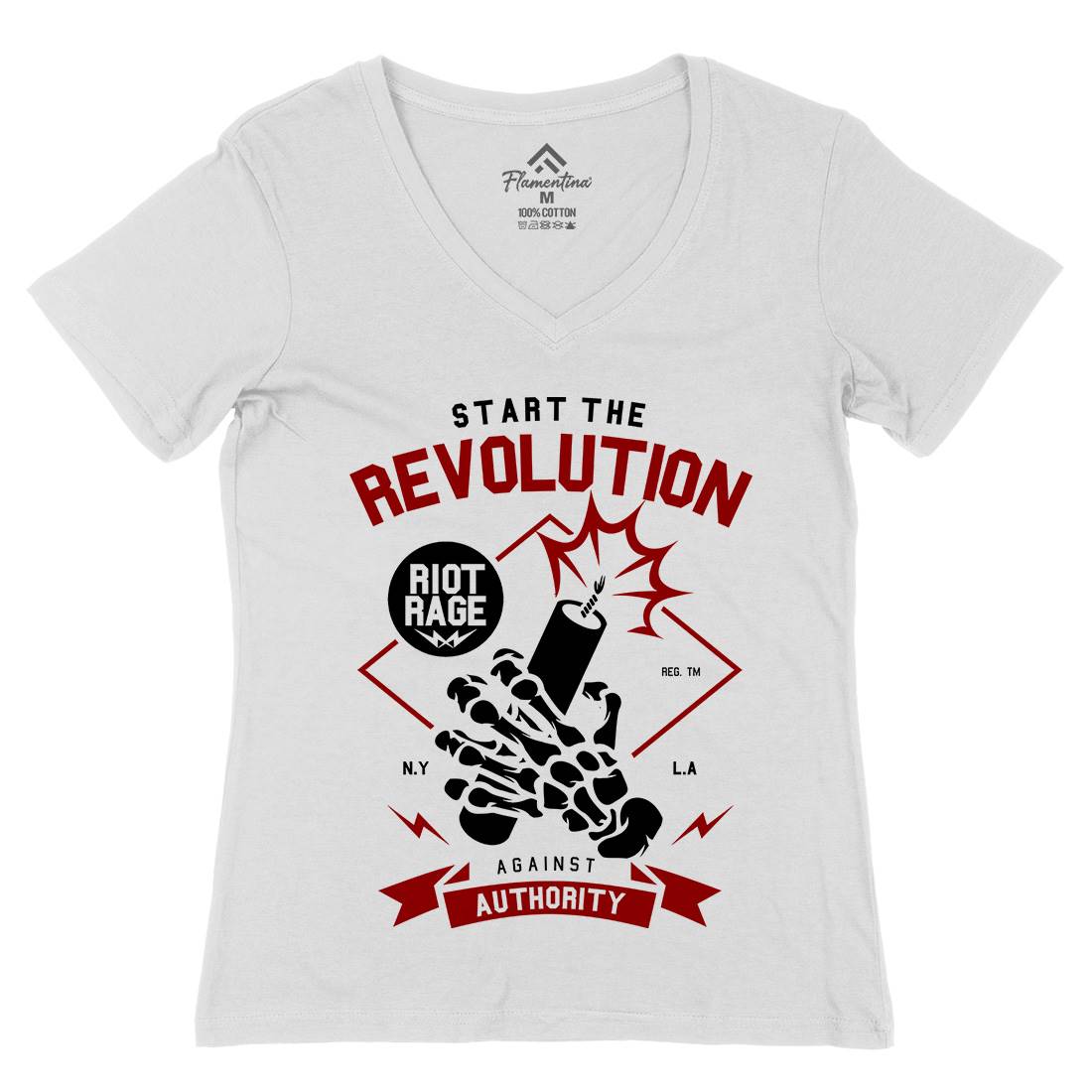 Start The Revolution Womens Organic V-Neck T-Shirt Peace A283