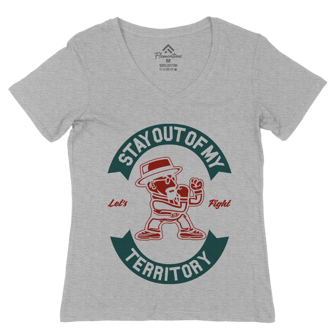 Stay Out Womens Organic V-Neck T-Shirt Retro A284