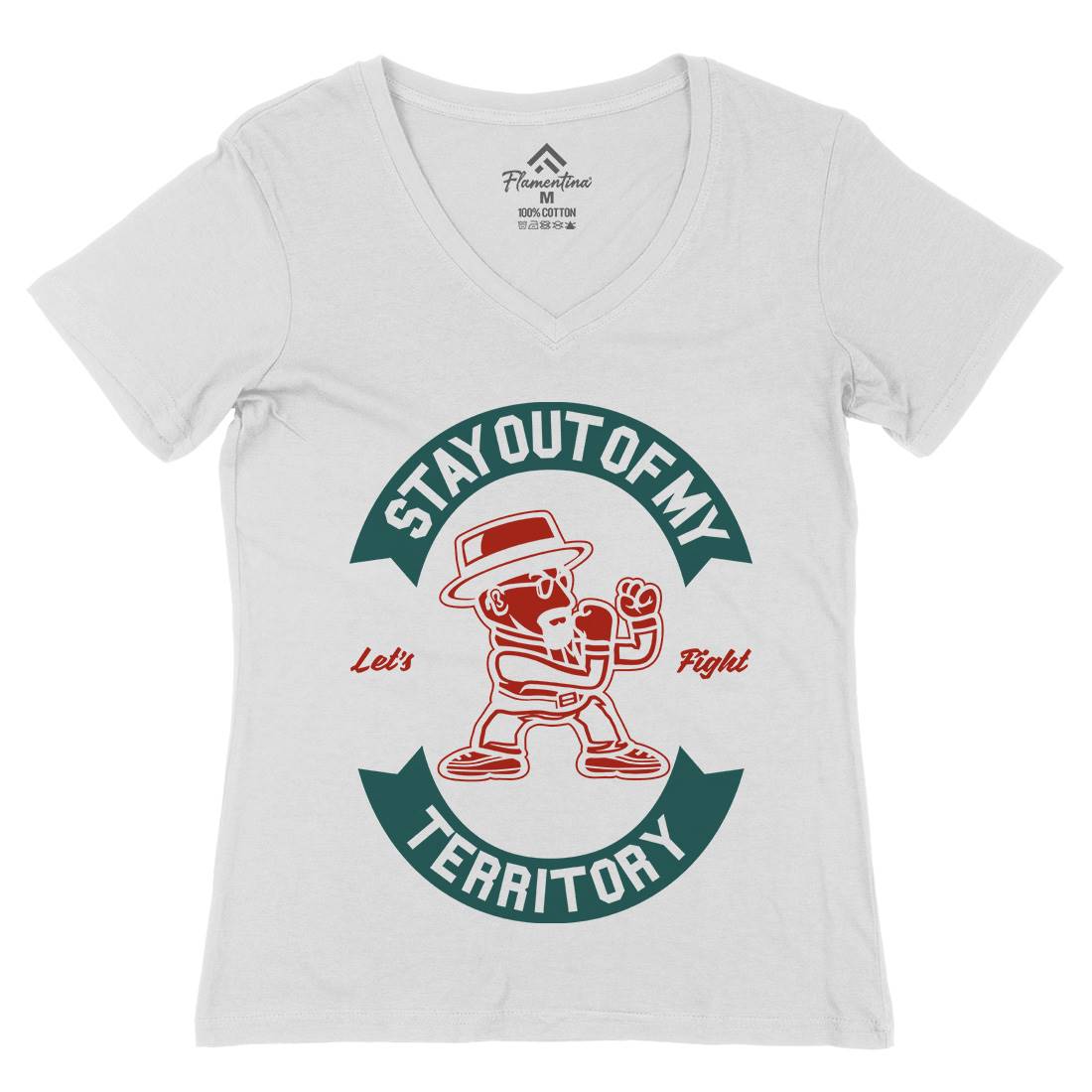 Stay Out Womens Organic V-Neck T-Shirt Retro A284