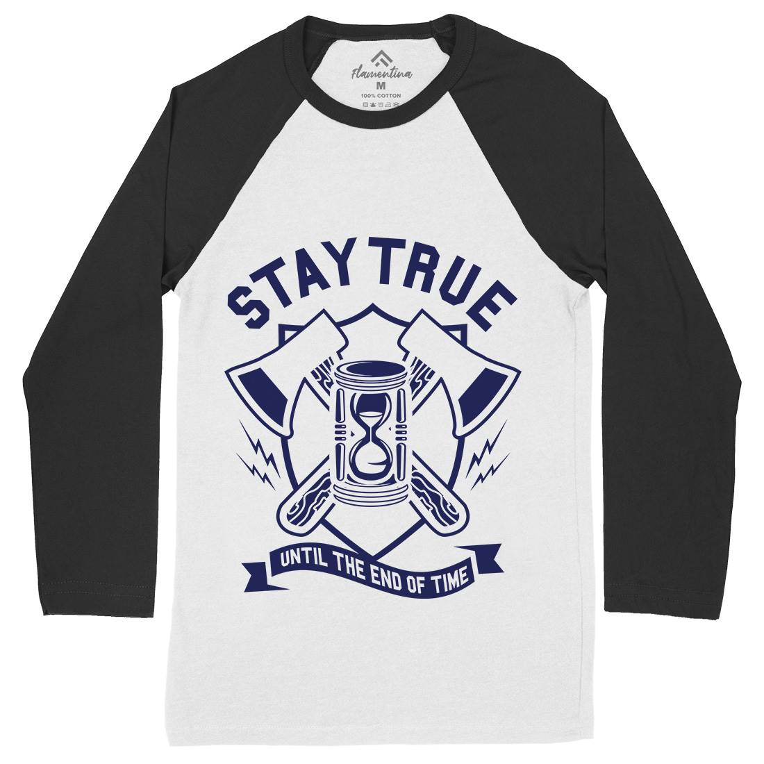 Stay True Mens Long Sleeve Baseball T-Shirt Quotes A285