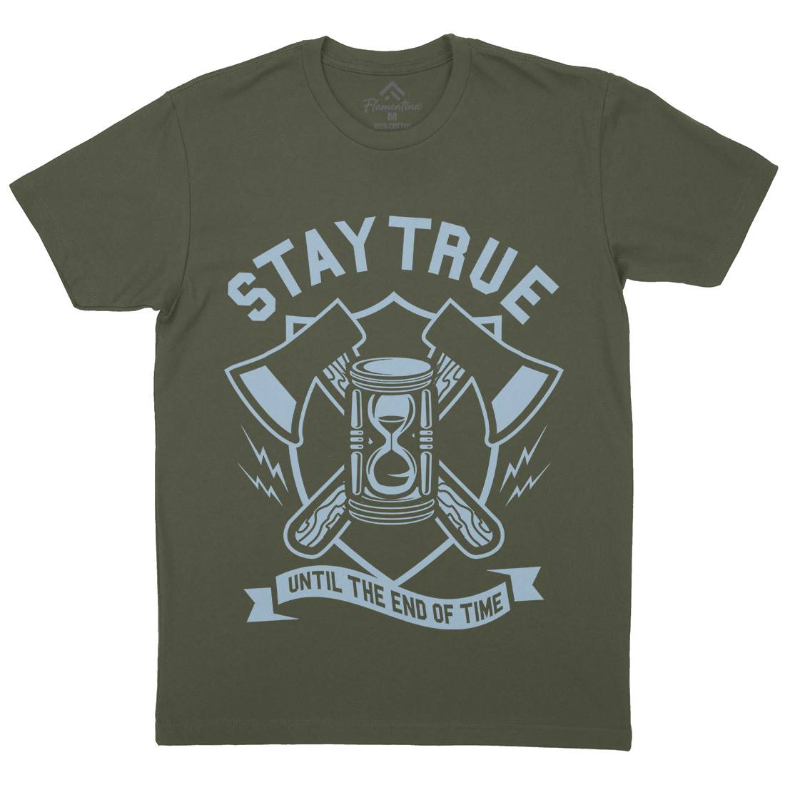 Stay True Mens Organic Crew Neck T-Shirt Quotes A285