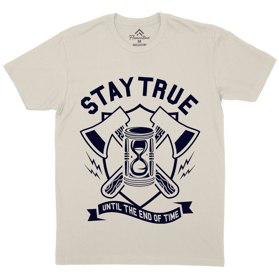 Stay True Mens Organic Crew Neck T-Shirt Quotes A285