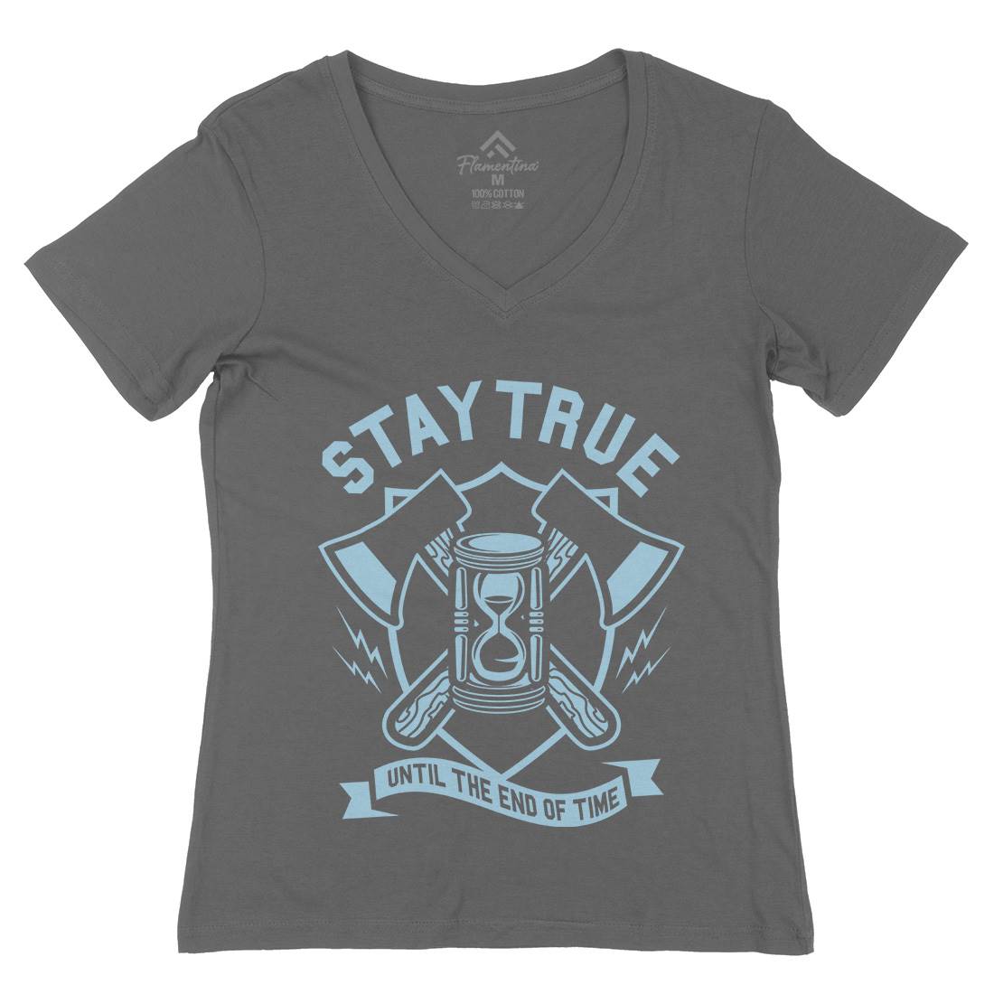 Stay True Womens Organic V-Neck T-Shirt Quotes A285