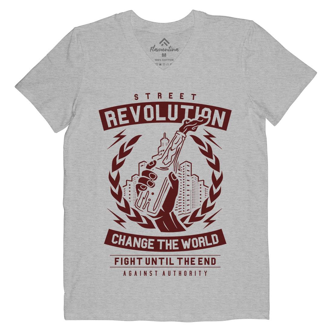 Street Revolution Mens Organic V-Neck T-Shirt Quotes A287