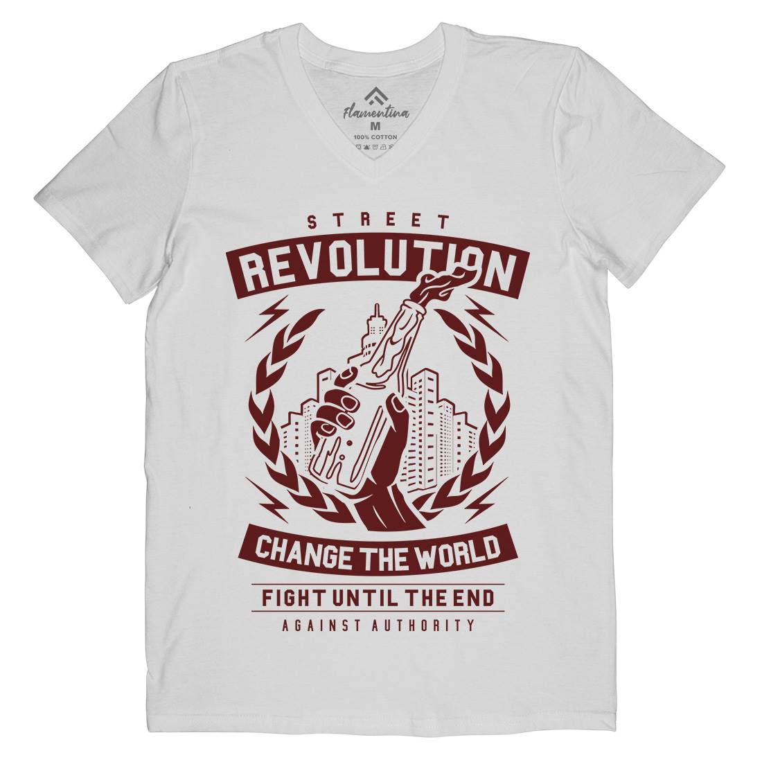 Street Revolution Mens Organic V-Neck T-Shirt Quotes A287