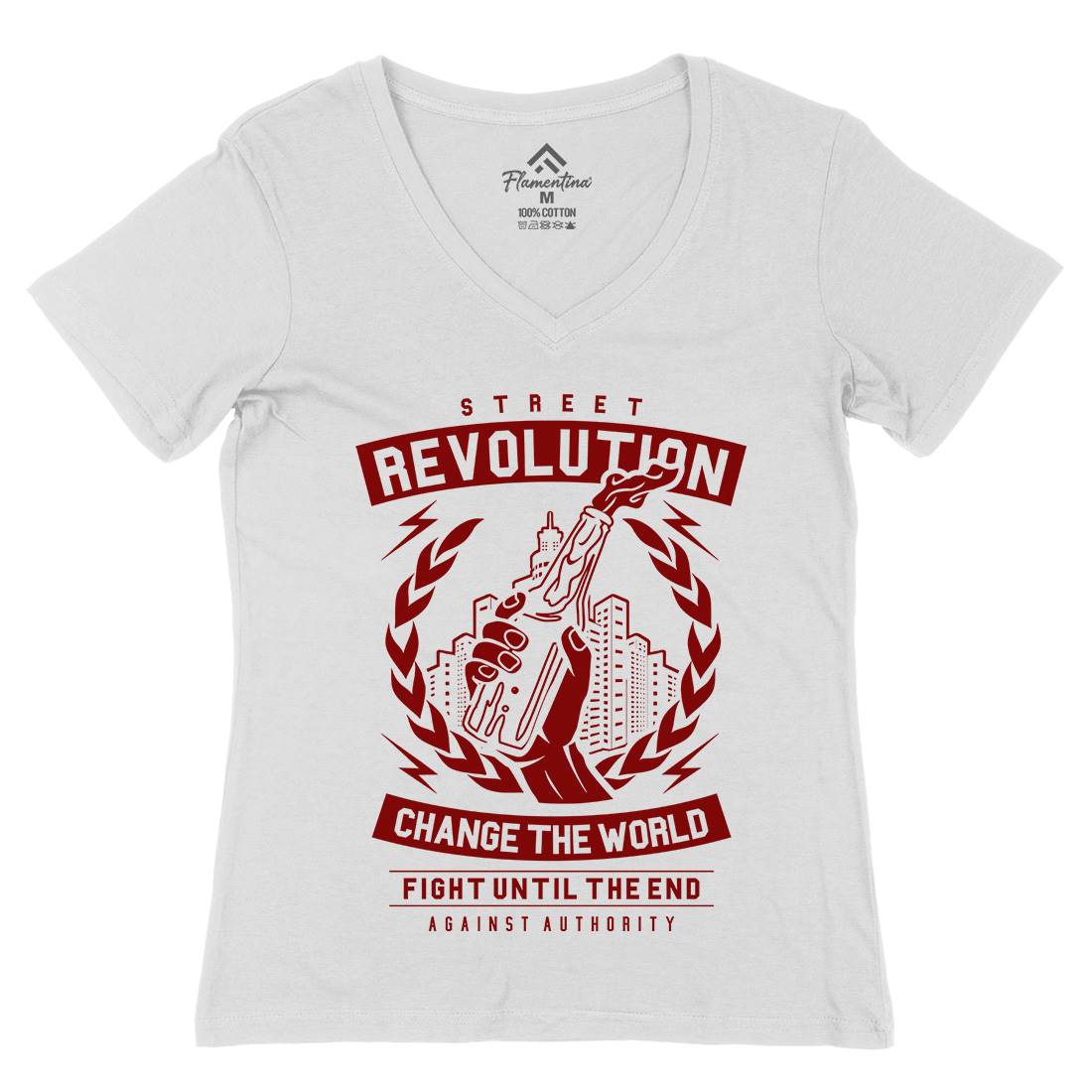 Street Revolution Womens Organic V-Neck T-Shirt Quotes A287