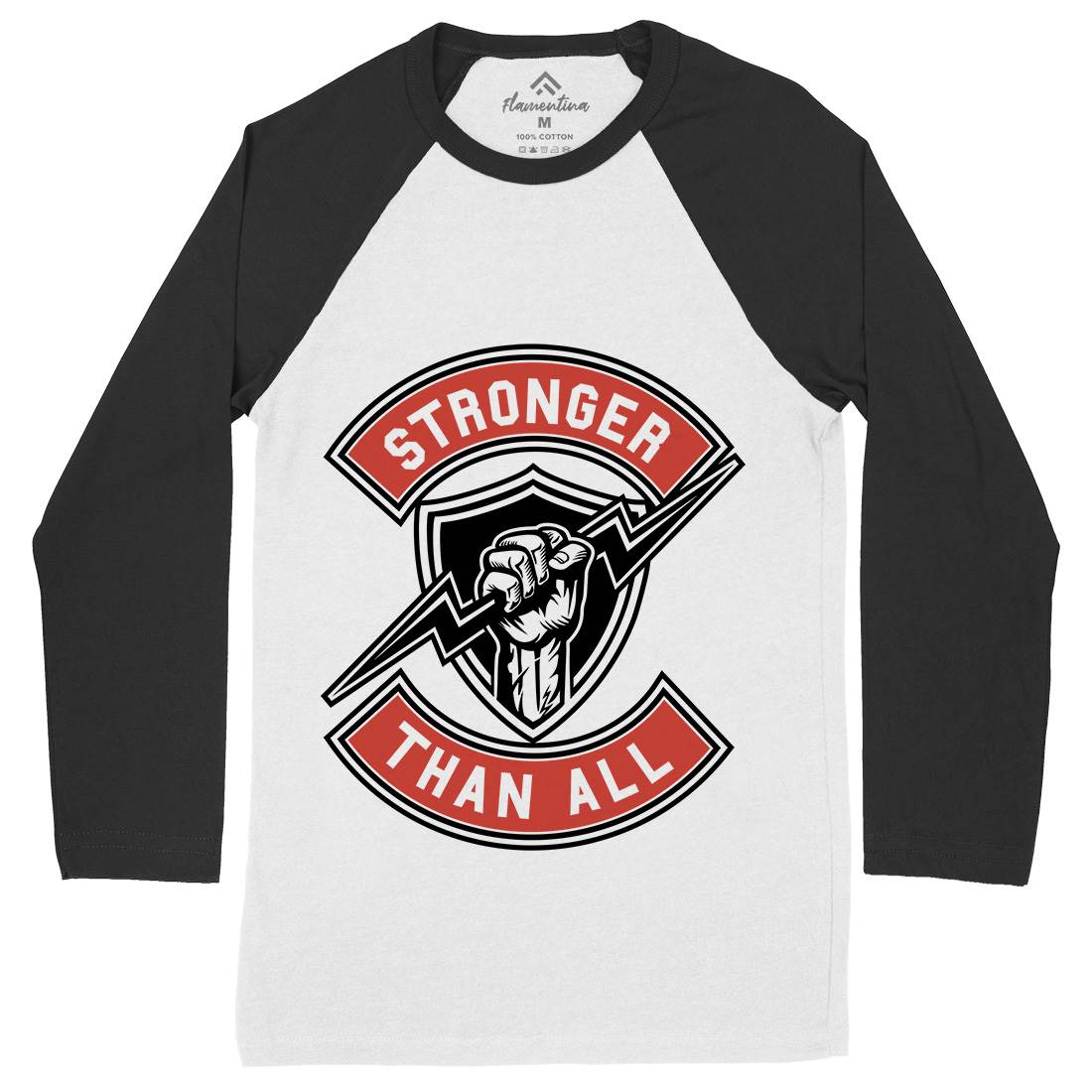 Stronger Than All Mens Long Sleeve Baseball T-Shirt Gym A290