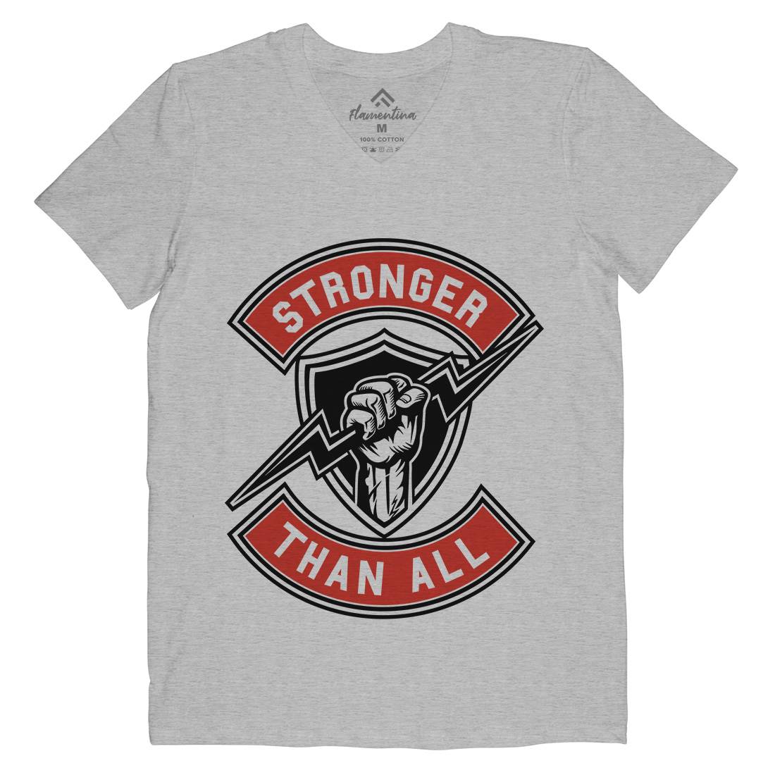 Stronger Than All Mens Organic V-Neck T-Shirt Gym A290
