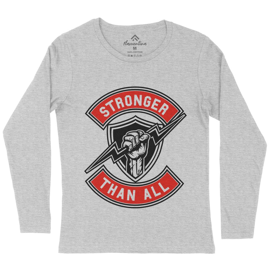 Stronger Than All Womens Long Sleeve T-Shirt Gym A290