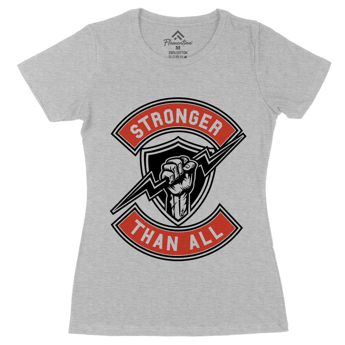 Stronger Than All Womens Organic Crew Neck T-Shirt Gym A290