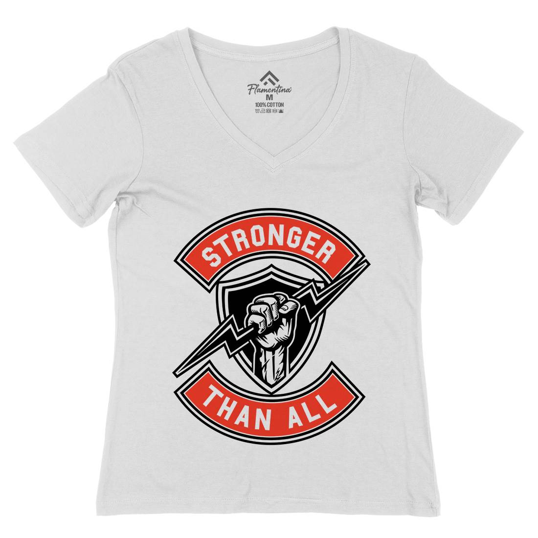 Stronger Than All Womens Organic V-Neck T-Shirt Gym A290
