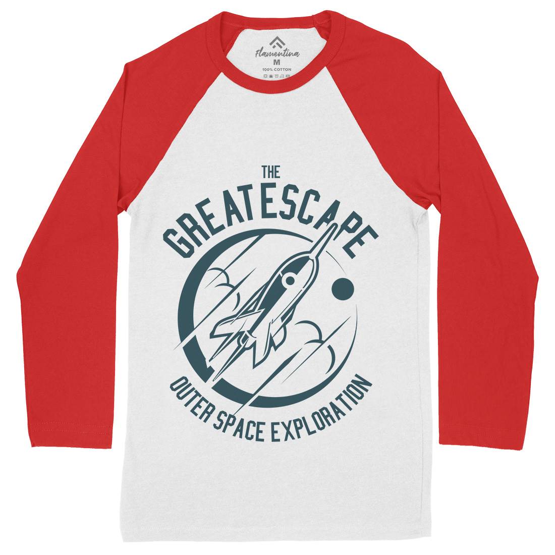 Great Escape Mens Long Sleeve Baseball T-Shirt Space A292