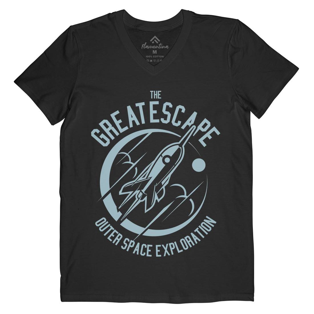 Great Escape Mens Organic V-Neck T-Shirt Space A292