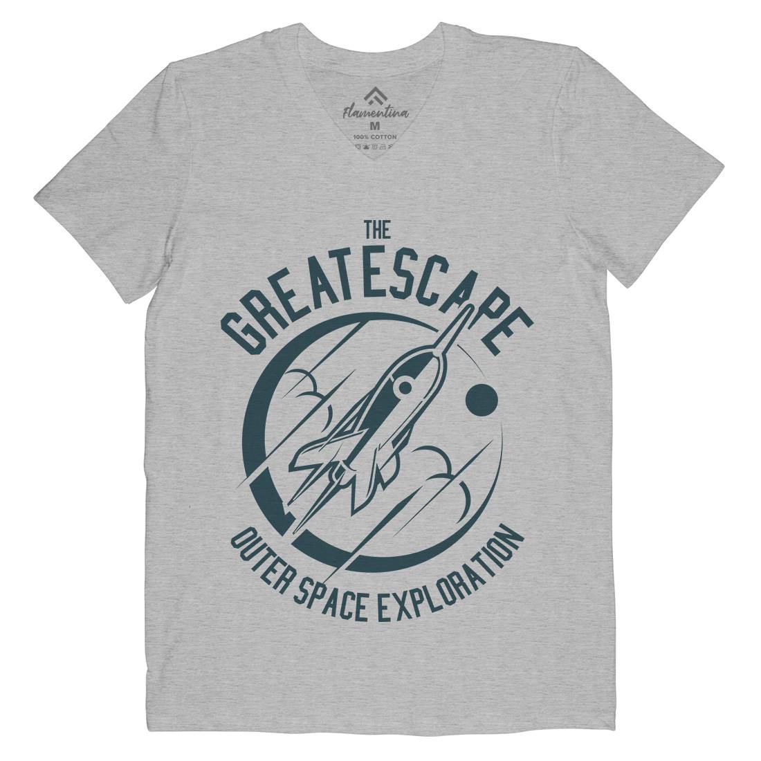 Great Escape Mens Organic V-Neck T-Shirt Space A292