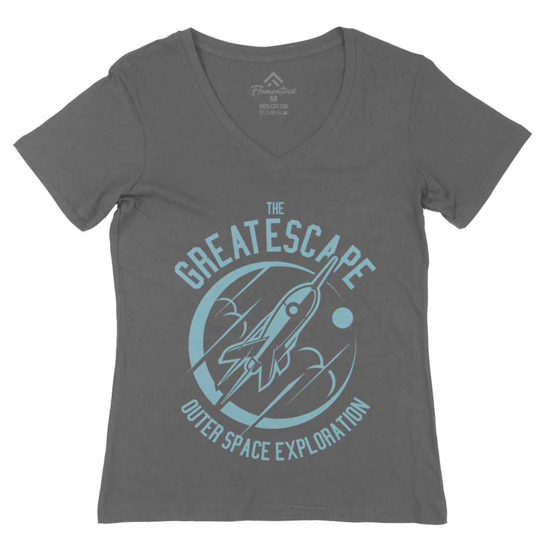 Great Escape Womens Organic V-Neck T-Shirt Space A292