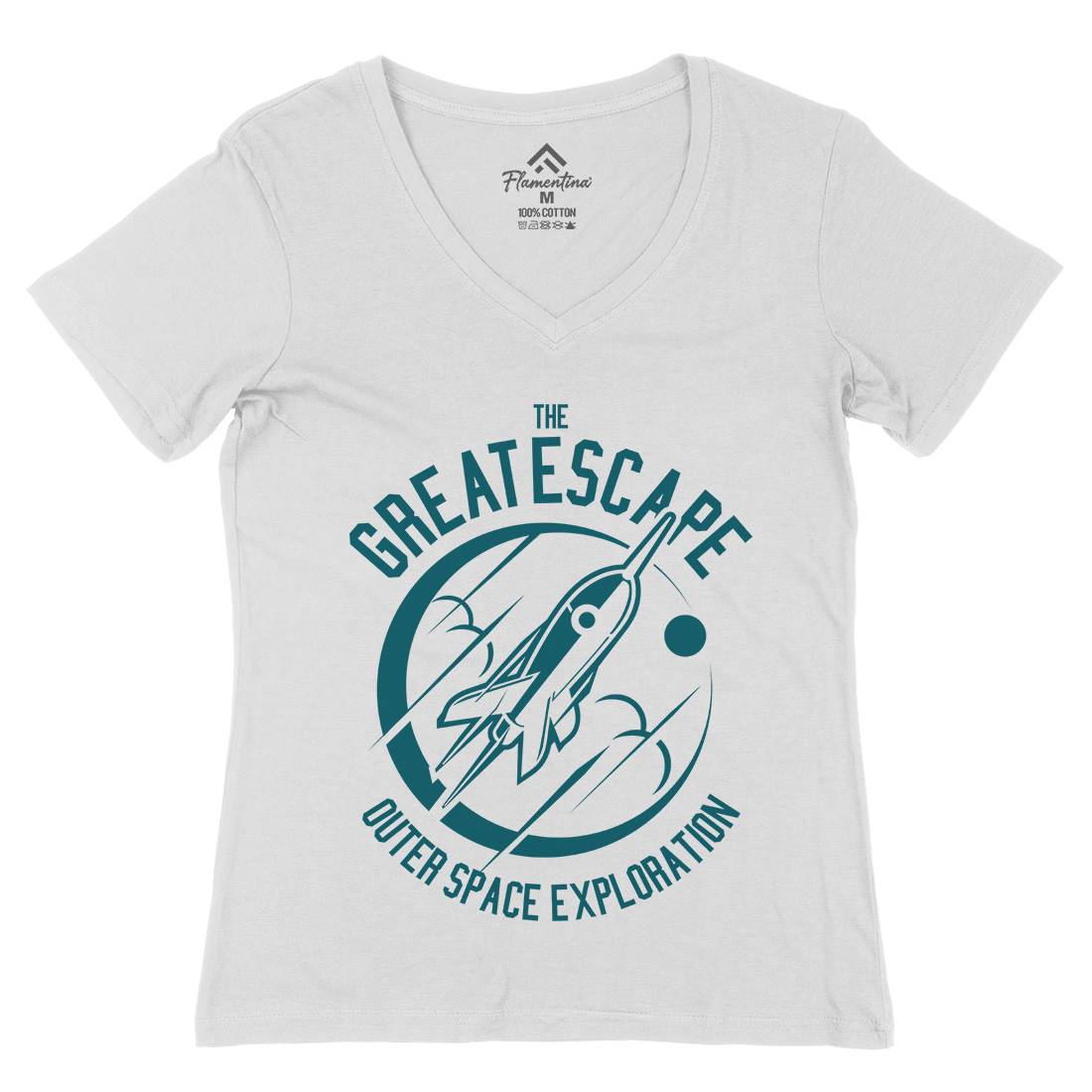 Great Escape Womens Organic V-Neck T-Shirt Space A292