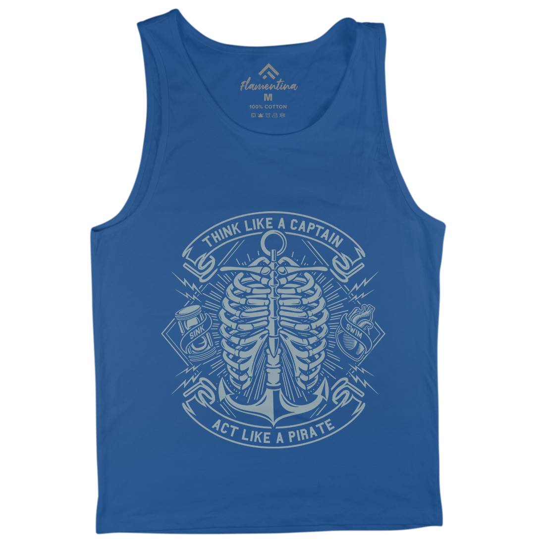 Think Like A Captain Mens Tank Top Vest Navy A293