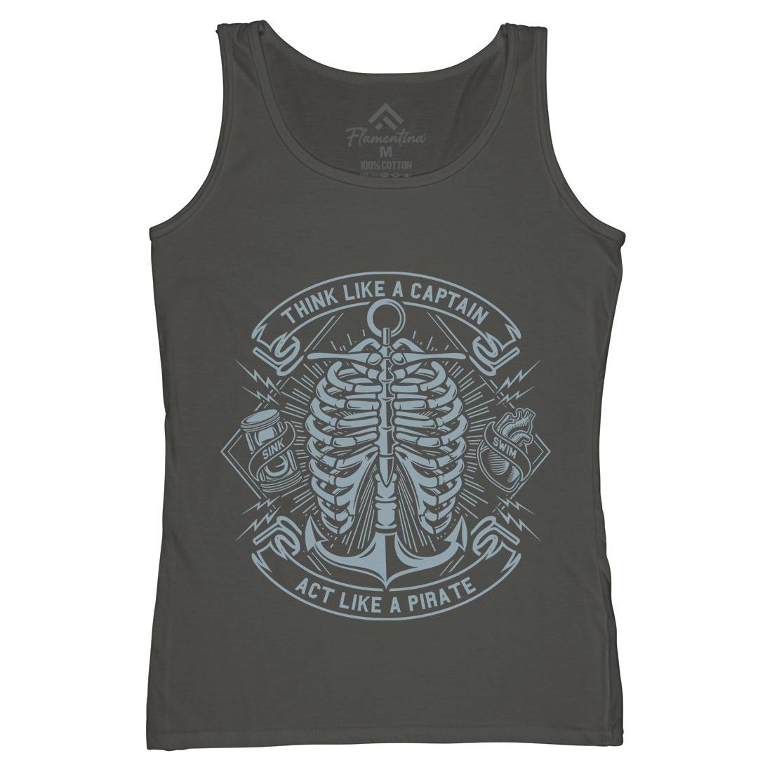 Think Like A Captain Womens Organic Tank Top Vest Navy A293