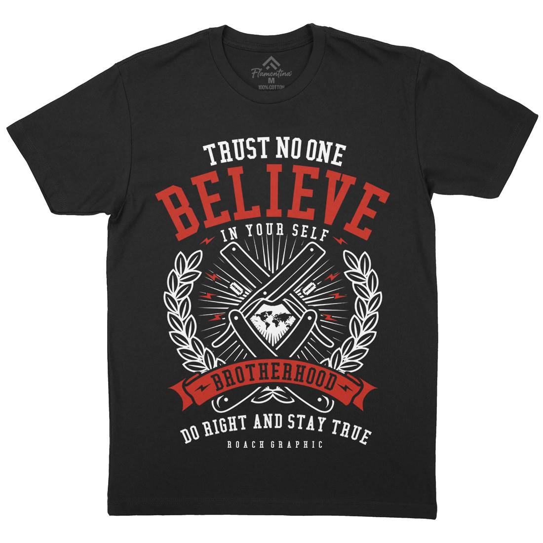 Trust No One Mens Organic Crew Neck T-Shirt Barber A295