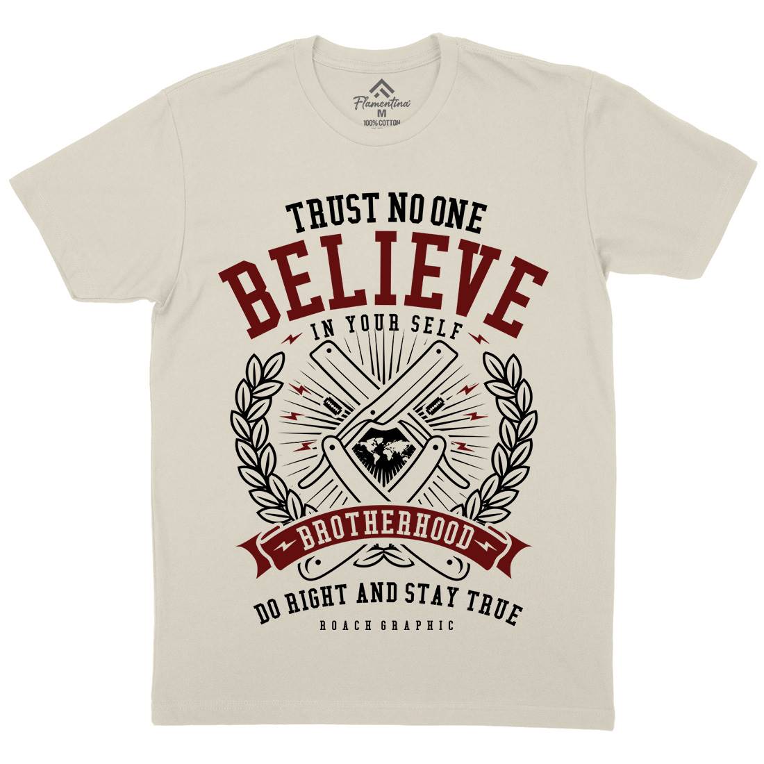 Trust No One Mens Organic Crew Neck T-Shirt Barber A295