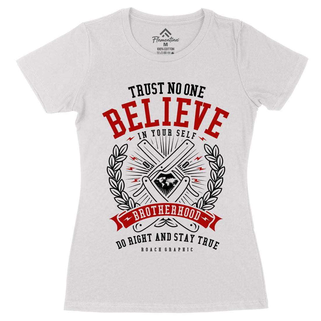 Trust No One Womens Organic Crew Neck T-Shirt Barber A295