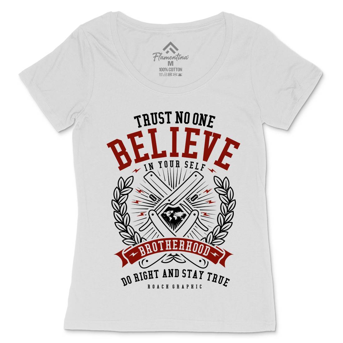 Trust No One Womens Scoop Neck T-Shirt Barber A295