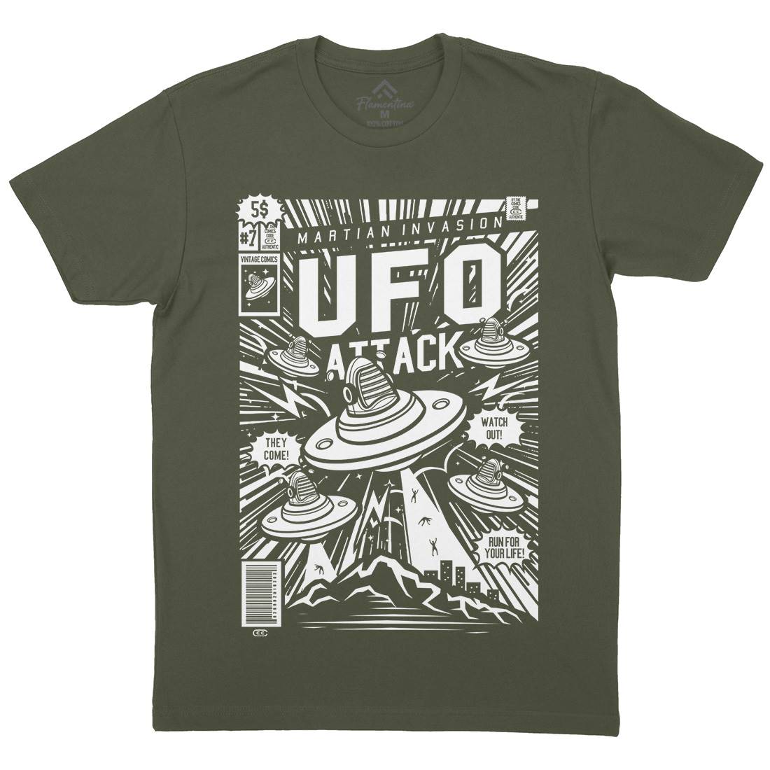 Ufo Attack Mens Crew Neck T-Shirt Space A296