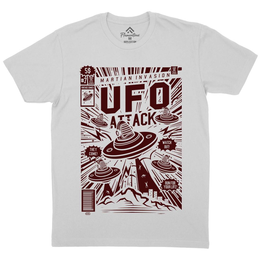 Ufo Attack Mens Crew Neck T-Shirt Space A296