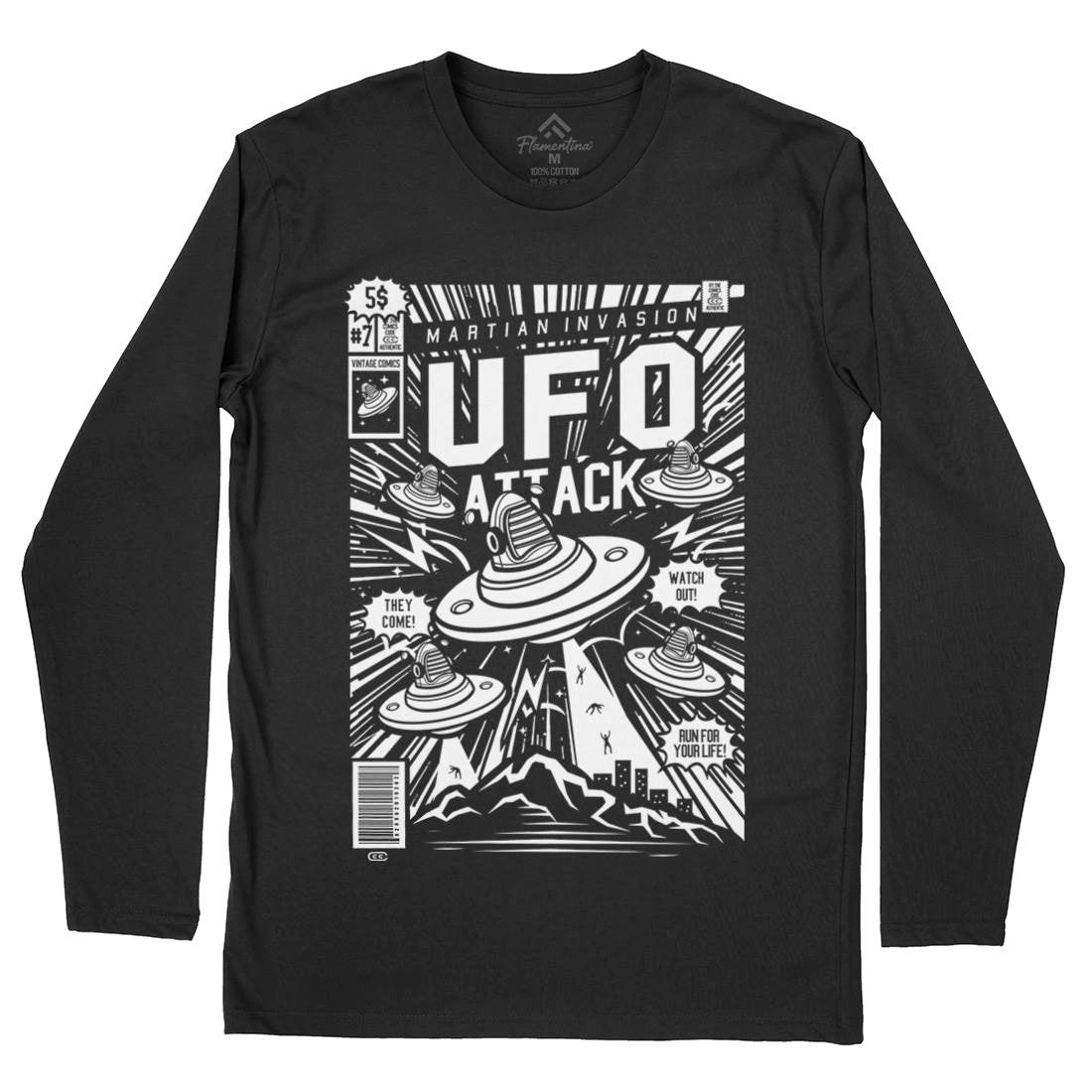 Ufo Attack Mens Long Sleeve T-Shirt Space A296