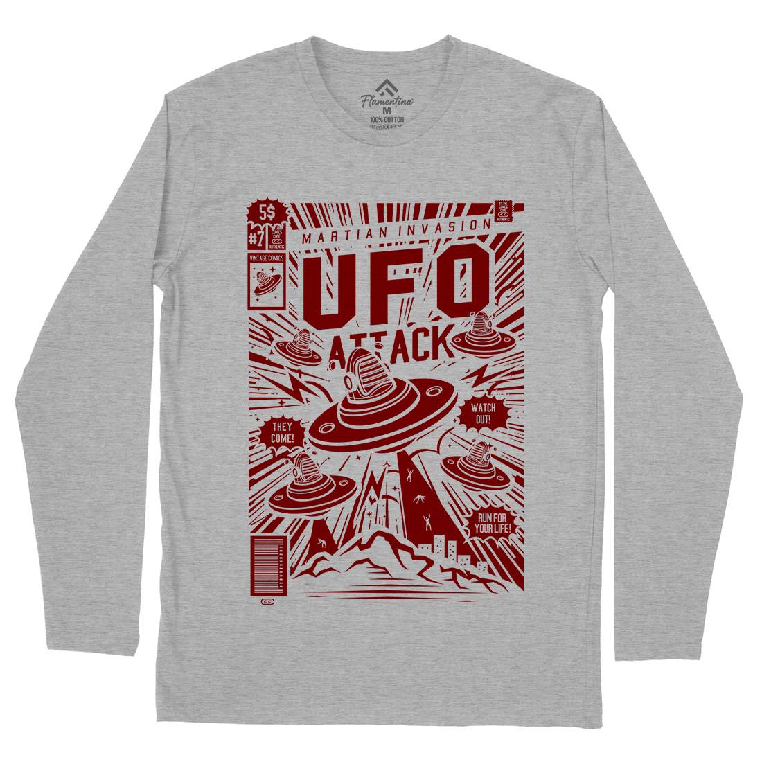 Ufo Attack Mens Long Sleeve T-Shirt Space A296