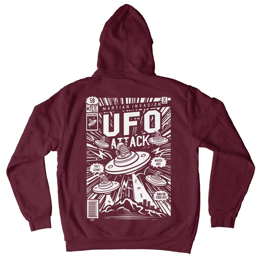 Ufo Attack Mens Hoodie With Pocket Space A296
