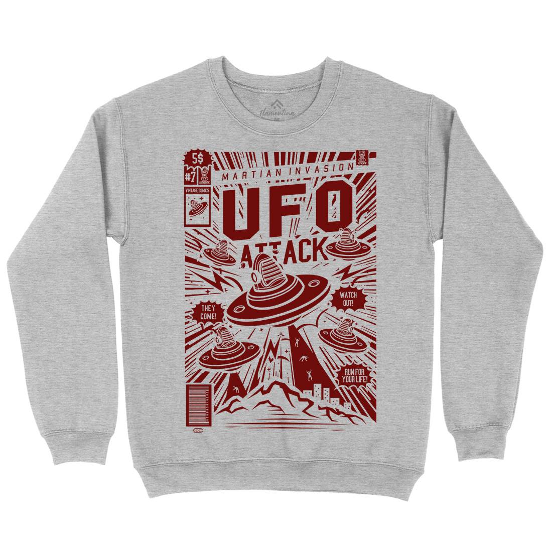 Ufo Attack Mens Crew Neck Sweatshirt Space A296