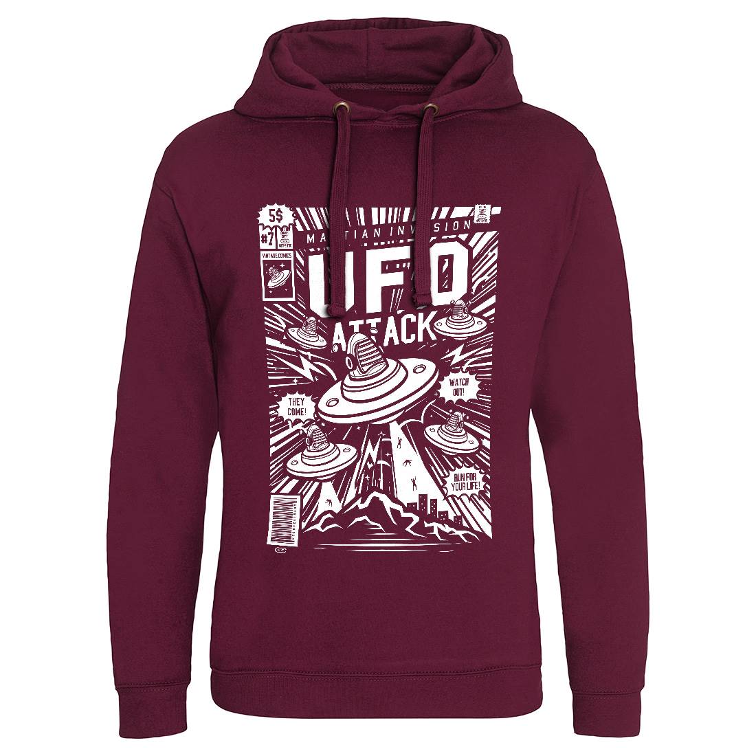 Ufo Attack Mens Hoodie Without Pocket Space A296