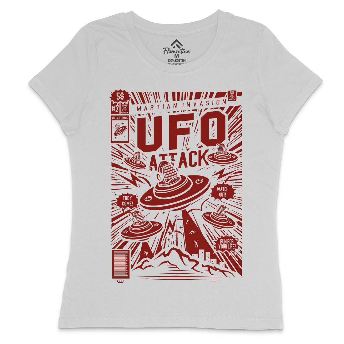 Ufo Attack Womens Crew Neck T-Shirt Space A296