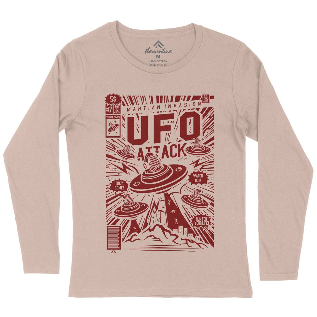 Ufo Attack Womens Long Sleeve T-Shirt Space A296
