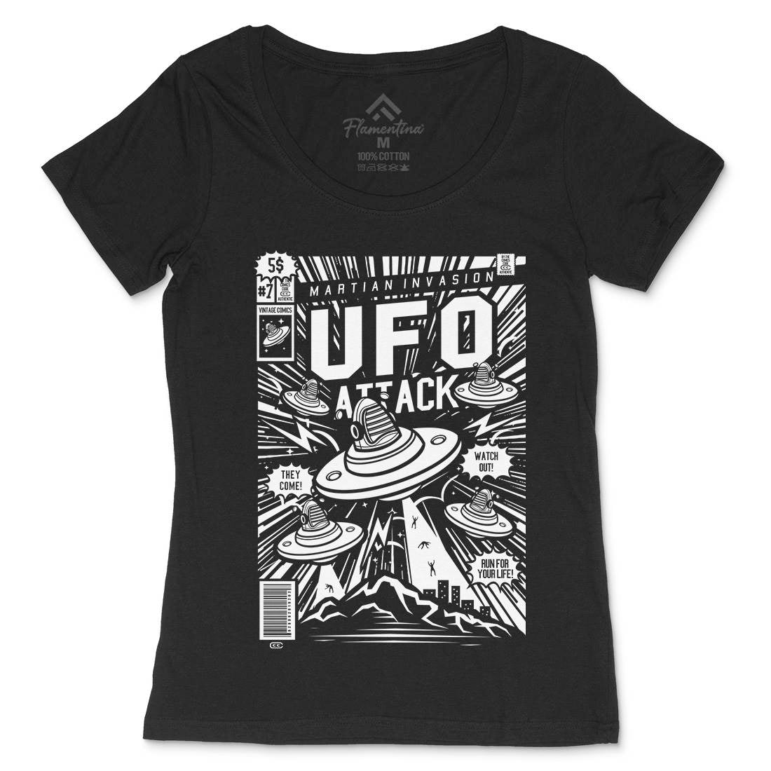 Ufo Attack Womens Scoop Neck T-Shirt Space A296