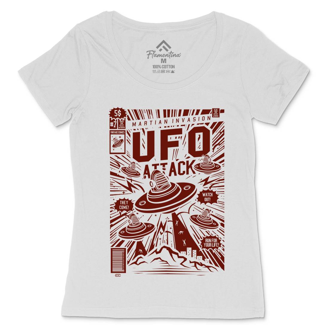 Ufo Attack Womens Scoop Neck T-Shirt Space A296