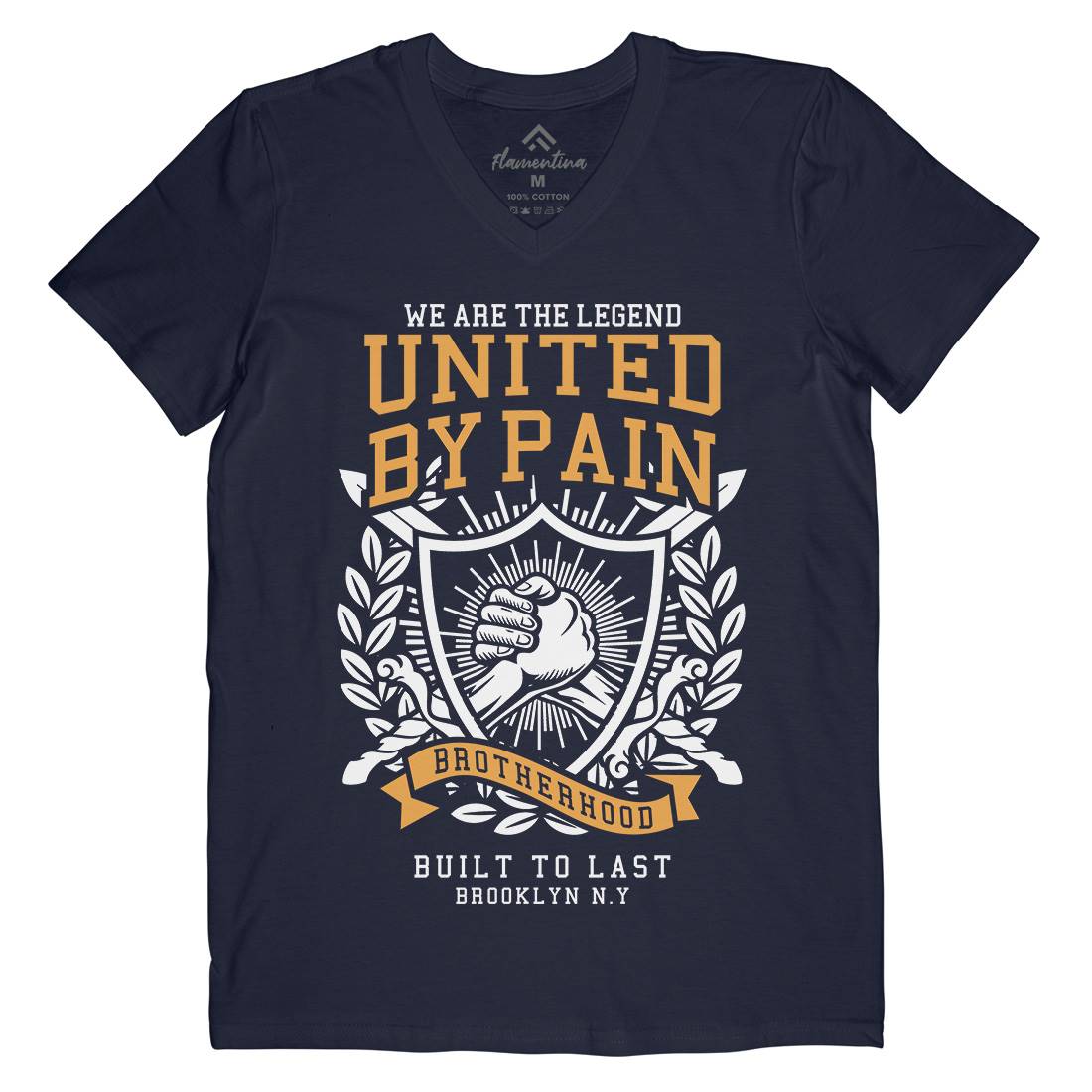United By Pain Mens Organic V-Neck T-Shirt Gym A297