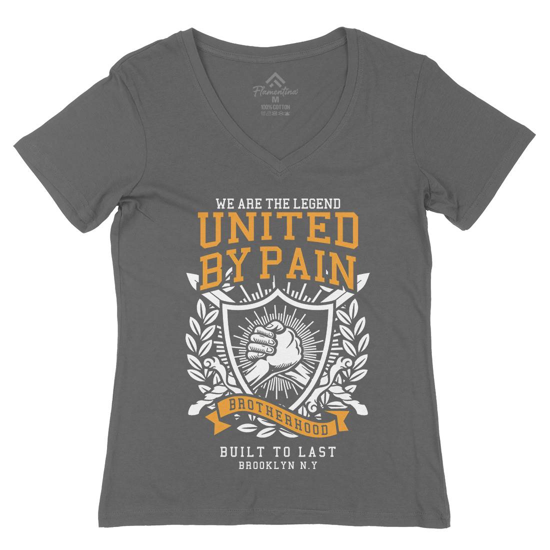 United By Pain Womens Organic V-Neck T-Shirt Gym A297