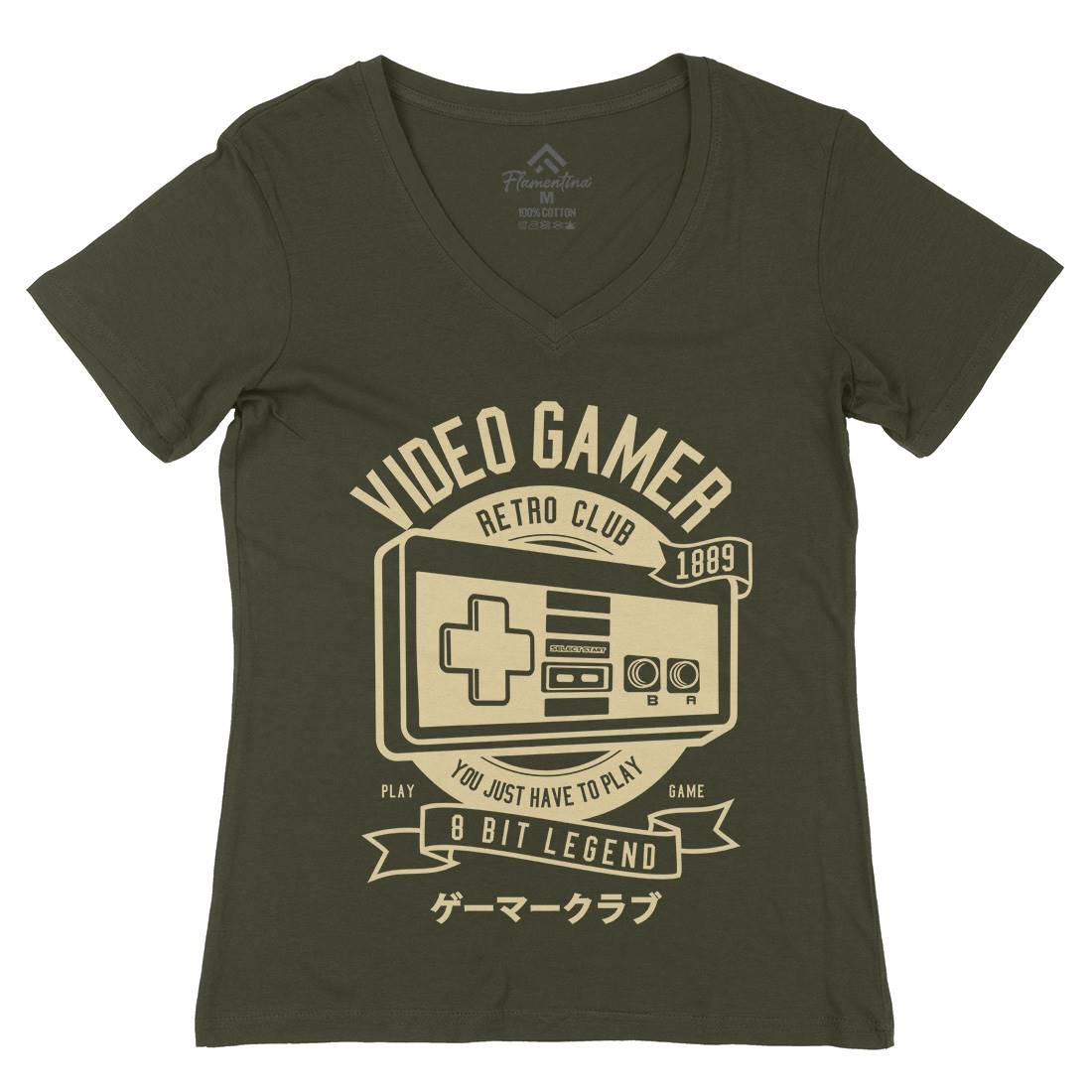 Video Gamer Womens Organic V-Neck T-Shirt Geek A298