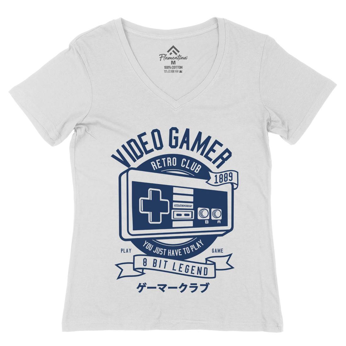 Video Gamer Womens Organic V-Neck T-Shirt Geek A298